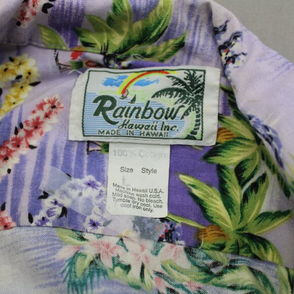 Vintage Hawaiian Shirt - Hut and Hula Pattern by Rainbow Hawaii - Men's Large - Picture 10 of 10